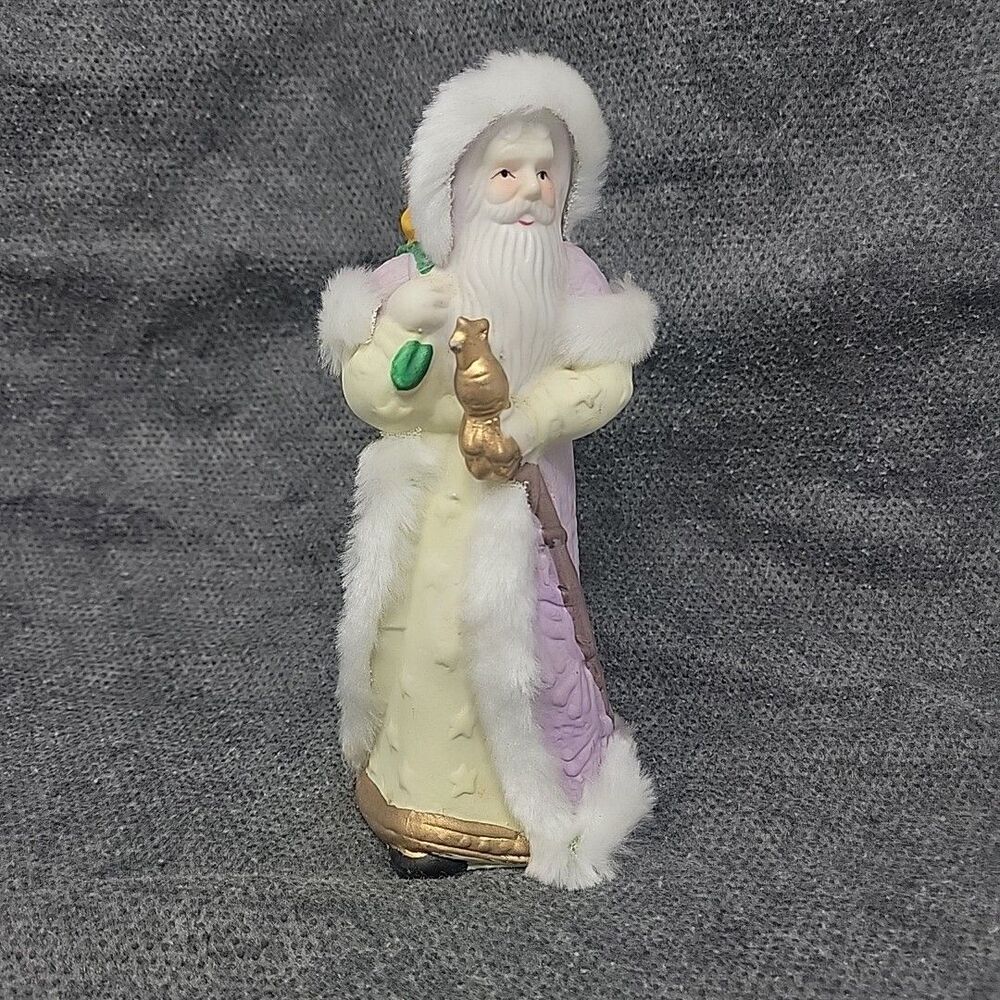 Vintage K's Collection Santa Figure with Faux Fur Old World Porcelain 7 1/2"
